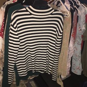 Black and white striped turtleneck